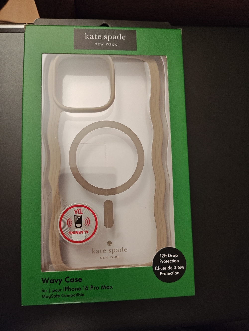 kate spade Clear iPhone 16 Pro Max Case with Tan Wavy Trim